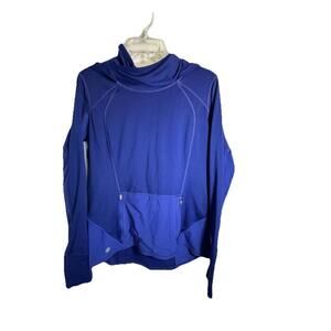 Athleta Women’s Medium Blue Hooded Active Pullover Hoodie Stretch Athletic Top